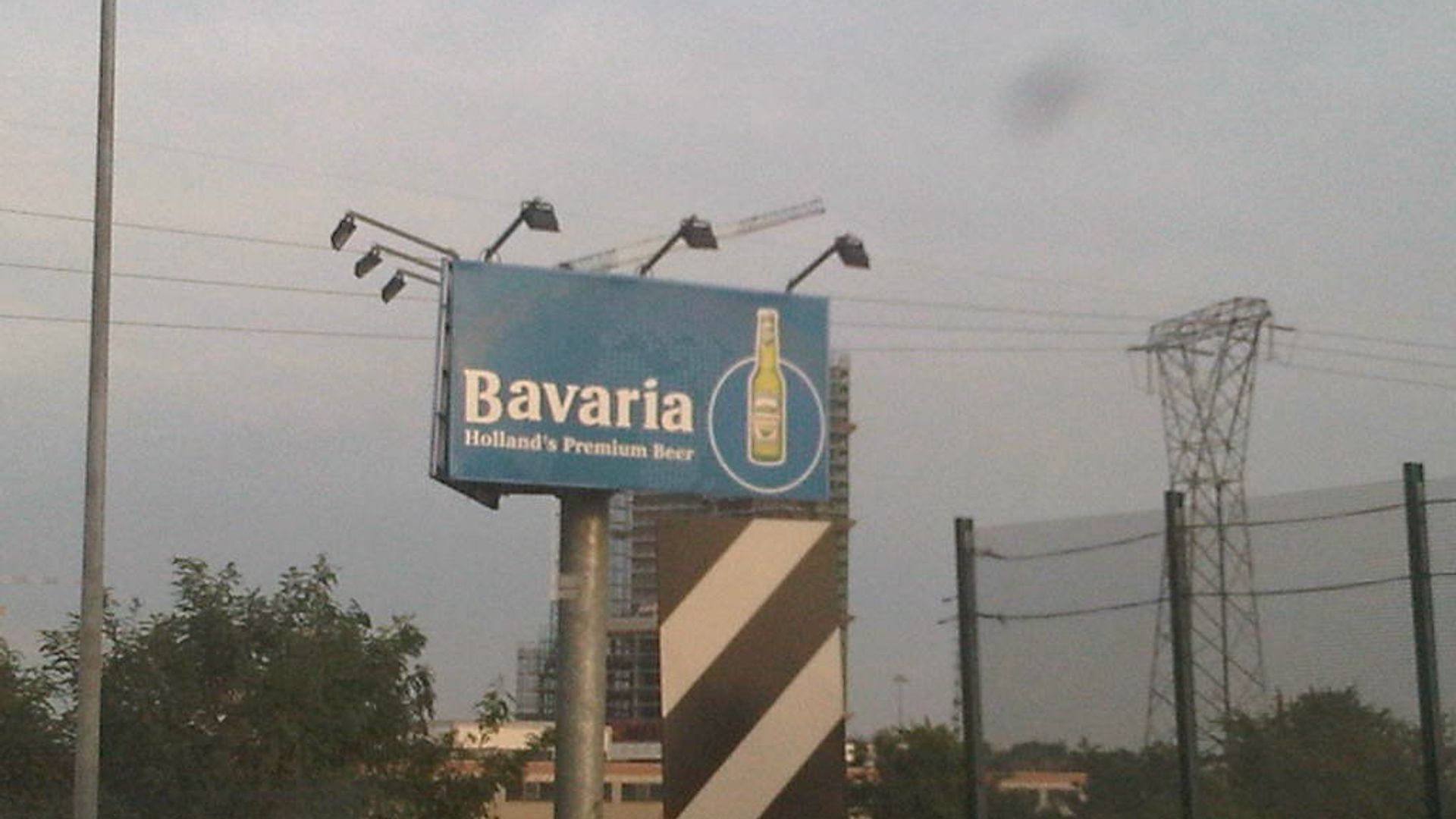 Large advertising sign for bavaria beer