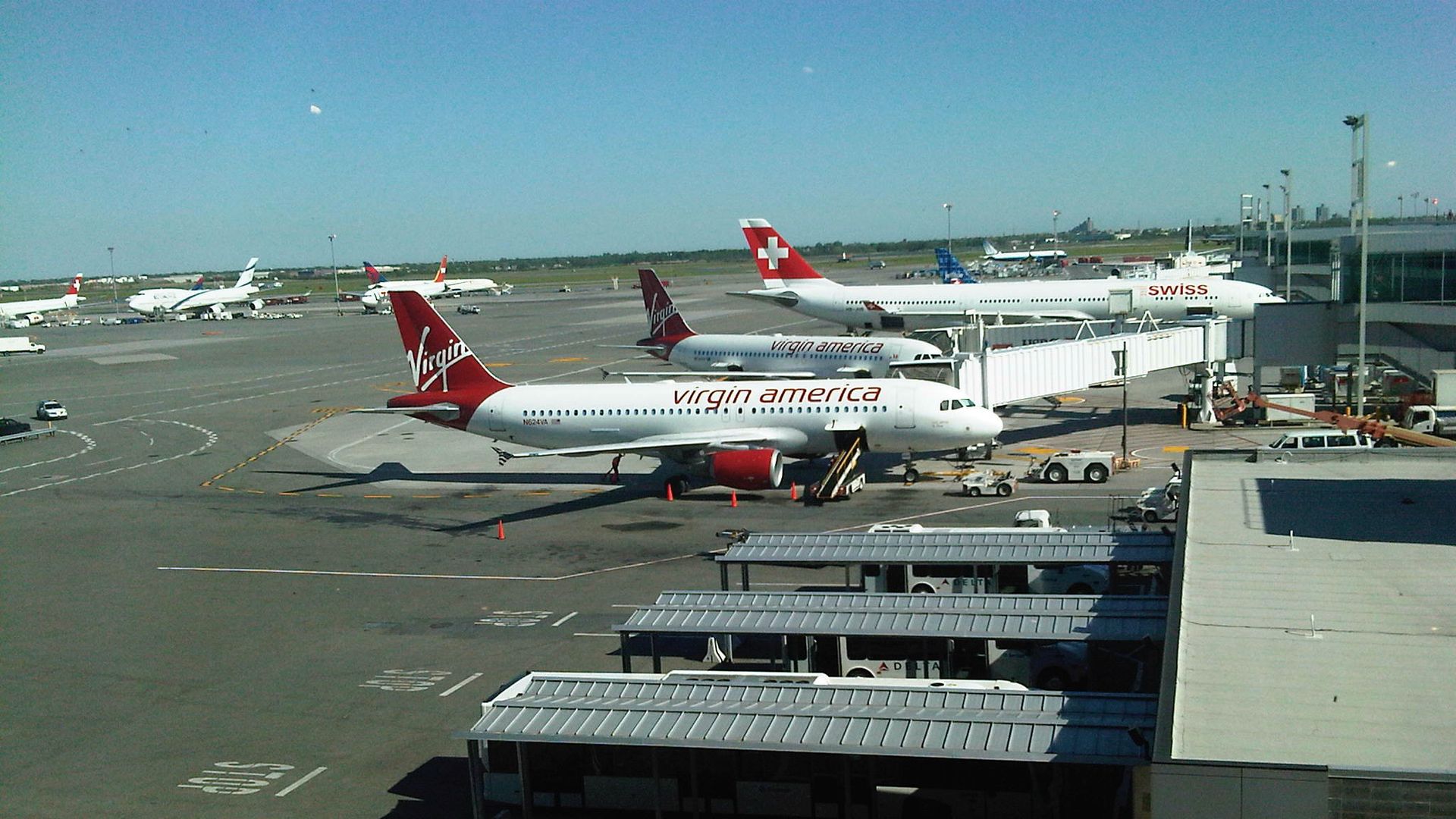 Airport with airplanes