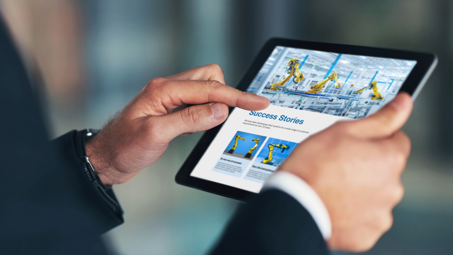 Potential customer reading reference on website